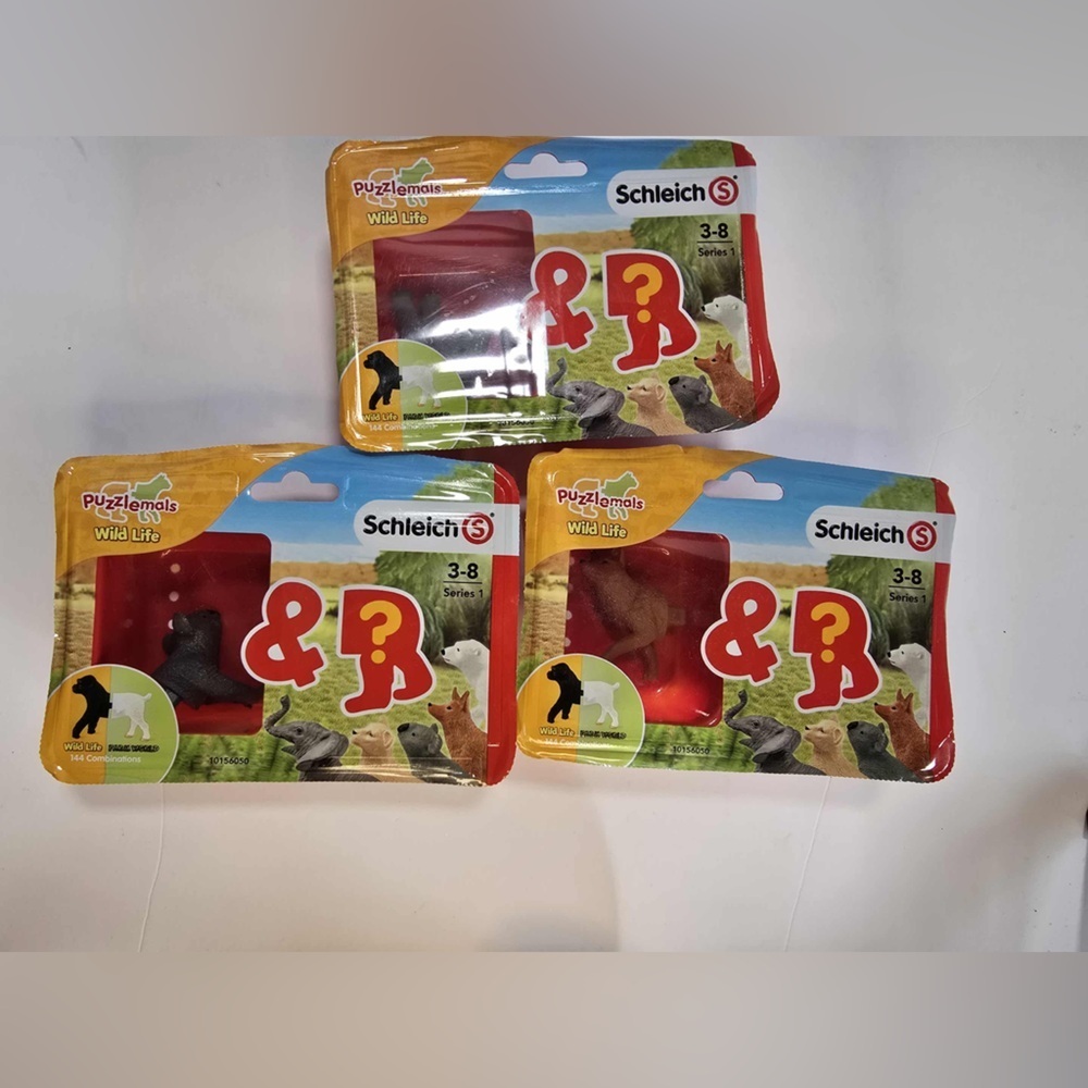 SCHLEICH Puzzlemals Wild Life Animals Brand New Set of 3 Figures Toys